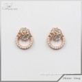 China online sale new product bling diamond plearl gold flower earrings